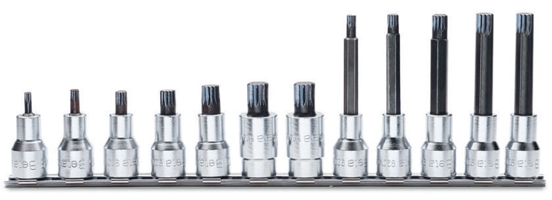 BETA - Serie di 12 chiavi a bussola maschio a profilo xzn art. 920xzn su supporto bussole 1/2 xzn su guide xzn/sb12.