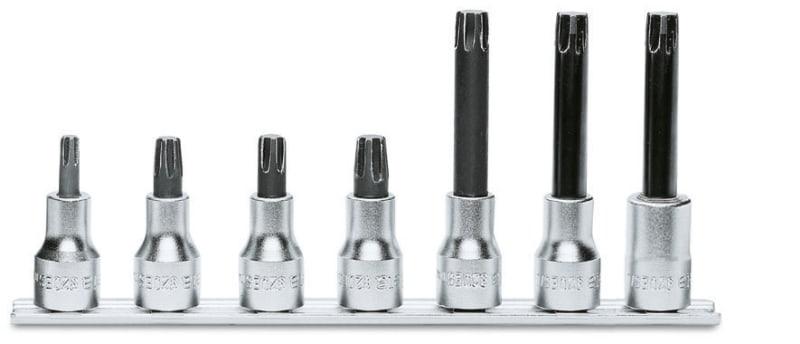 BETA - Serie di 7 chiavi a bussola per viti con impronta esascanalata art. 920ES su supporto bussole esascanalate 1/2 7 pezzi su guide ES/SB7.