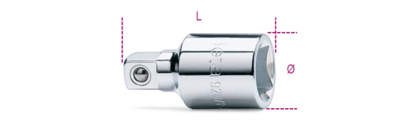 BETA - Raccordo con attacco quadro femmina 1/2" e maschio 3/8" cromato F1/2XM3/8/15.
