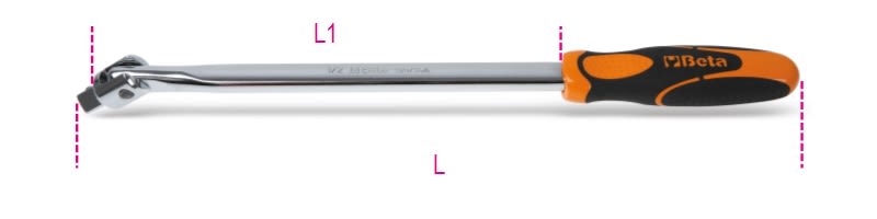 BETA - Quadro maschio snodato 1/2" con impugnatura lunga cromata 36A.