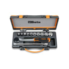 BETA - Assortimento 12pz chiavi a bussola poligonali 1/2 e accessori in cassetta lamiera. 009200919