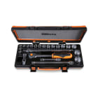 BETA - Assortimento di 17 chiavi a bussola esagonali e 5 accessori in termoformato rigido, in cassetta di lamiera. Cassetta 22pz esagonali 1/2 a/c17hr. 009200939