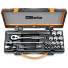 BETA - Assortimento di 16 chiavi a bussola poligonali e 5 accessori in cassetta di lamiera AREON 1/2 AS/MBM 21pz.