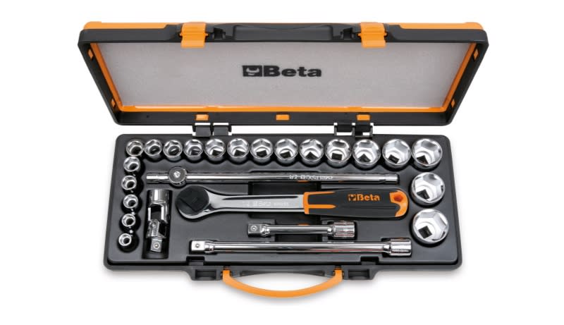 BETA - Cassette 25pz poligonali 1/2 b/c20x chiavi a bussola esagonali e accessori lamiera.