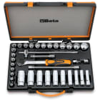 BETA - Assortimento 30 chiavi a bussola poligonali e 5 accessori in cassetta lamiera 35pz 1/2 D48 B/C30Q. 009200975