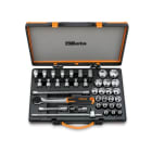 BETA - 20 chiavi a bussola esagonali, 13 a giravite e 5 accessori in cassetta di lamiera CASSETTE 38pz esagonali 1/2 A/C33. 009200985