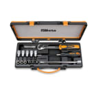 BETA - Assortimento di 6 inserti per avvitatori, 6 chiavi a bussola, 5 chiavi a bussola maschio e 4 accessori per viti con impronta torx in cassetta di lamiera, cassette 21pz tx tx/c17.