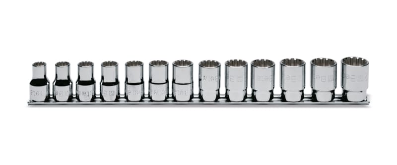 BETA - Serie di chiavi a bussola multimpronta con attacco quadro femmina 1/2" bocca esagonale, cromate UNIVERSALI GUIDE U/SB13.