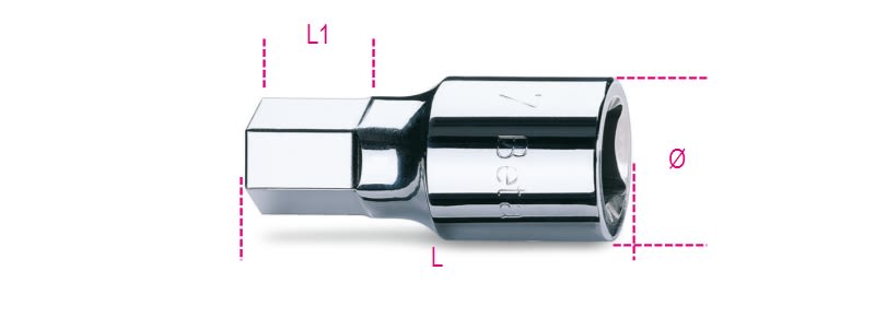 BETA - Chiavi a bussola maschio esagonale con attacco quadro femmina 3/4 cromate e bussole a giravite esagonali 3/4 ME17.