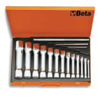 BETA - Serie di 13 chiavi a tubo doppie poligonali serie pesante art. 930 in cassetta, cassette 13pz chiavi a tubo c13.
