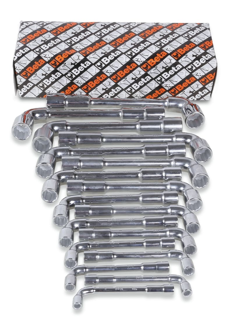 BETA - Serie di 17 chiavi a pipa doppie esagonali-poligonali art. 932, chiavi a pipa dp pesanti pol sr17pz/s17. 009320081