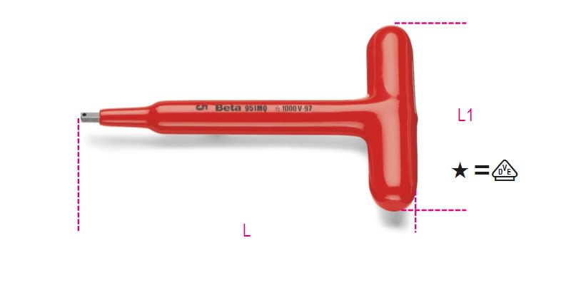 BETA - Chiavi a T maschio esagonale, chiavi a T esag maschio IS1000V MQ/4, ideali per lavori di precisione. 009510704