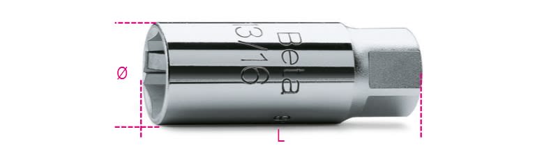 BETA - Chiavi a bussola per candele d'accensione 9/16" Q3/8 E14 femmina 3/8" quadrato.