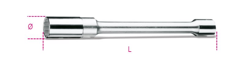 BETA - Chiavi a bussola poligonale con attacco quadro femmina 1/2" tipo lungo per candele d'accensione L17,8.
