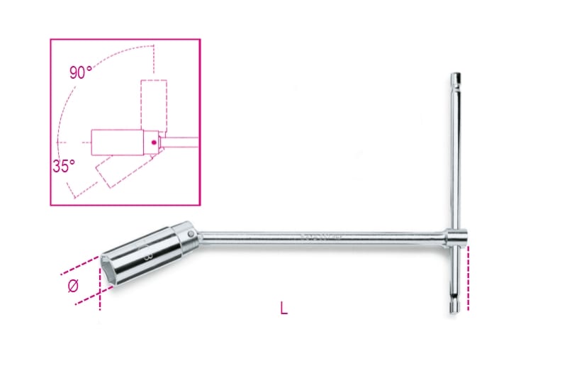 BETA - Chiavi a T snodate per candele d'accensione 16 957 con bussola.