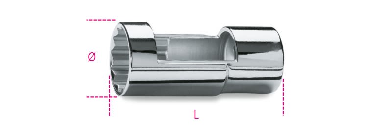 BETA - Chiavi a bussola con attacco quadro femmina 1/2” per iniettori motori Diesel, bussole aperte per iniettori Diesel a 27. 009600017