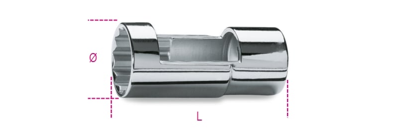 BETA - Chiavi a bussola con attacco quadro femmina 1/2” per iniettori motori Diesel, bussole aperte per iniettori Diesel a 27.