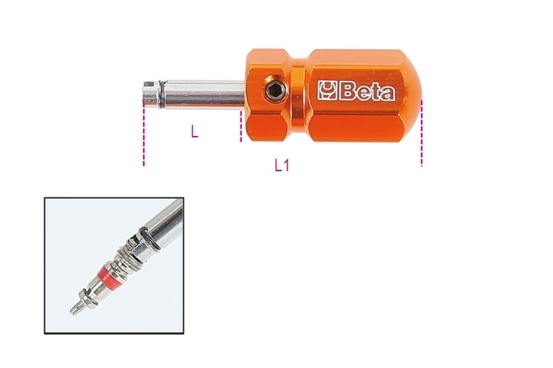 BETA - Giravite per valvole pneumatici modello corto, giraviti per valvole pneum 48, ideale per manutenzione.