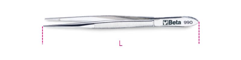BETA - Pinzetta a molla punte fini diritte arrotondate zigrinate in acciaio inossidabile 130 009900001