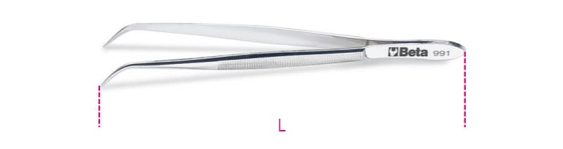 BETA - Pinzetta a molla punte fini curve arrotondate zigrinate in acciaio inossidabile 130.