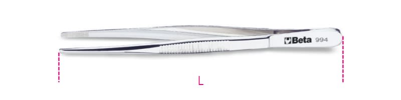 BETA - Pinzetta a molla punte larghe diritte arrotondate zigrinate in acciaio inossidabile 150
