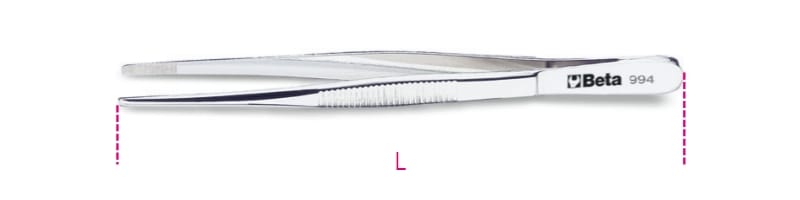 BETA - Pinzetta a molla punte larghe diritte arrotondate zigrinate in acciaio inossidabile 150