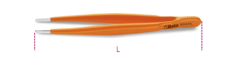 BETA - Pinzetta a molla a punte larghe diritte arrotondate zigrinate in acciaio inossidabile pinze molla punte arrot plast pl 150.