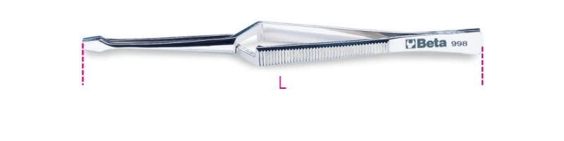 BETA - Pinzetta a molla a becchi larghi diritti incrociati zigrinati in acciaio inossidabile, pinzette becchi dir incr punte lar 150.