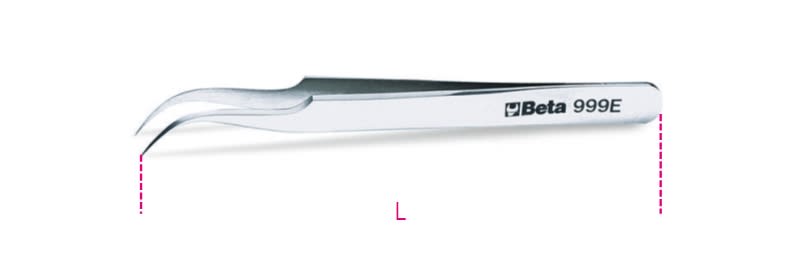 BETA - Pinzetta a molla antiacido antimagnetica a punte finissime curve in acciaio inossidabile e PINZETTE PUNTE FINISSIME CURVE.