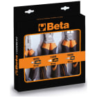BETA - Assortimento di 1 pinza universale, 1 pinza becchi mezzotondi lunghi e 1 tronchese, impugnatura bimateriale cromati ASSORTIMENTI 2PINZE+1TRONCHESE BM/D3.