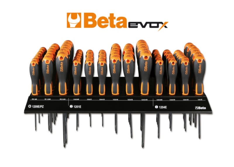 BETA - Espositore da parete con 85 giravite, ESPOS. PARETE 85 GIRAVITI EVOX /E4P, ideale per organizzare gli attrezzi.