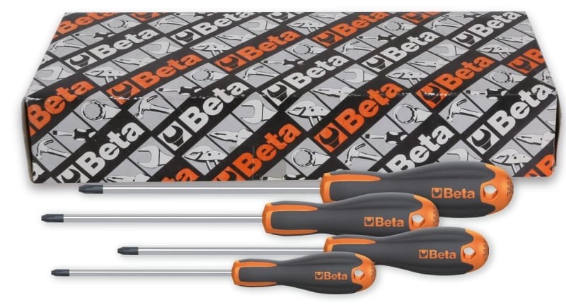 BETA - Serie di 4 giravite per viti con impronta a croce Pozidriv-Supadriv (art. 1209E/PZ) EVOX SR. 4PZ/S4.