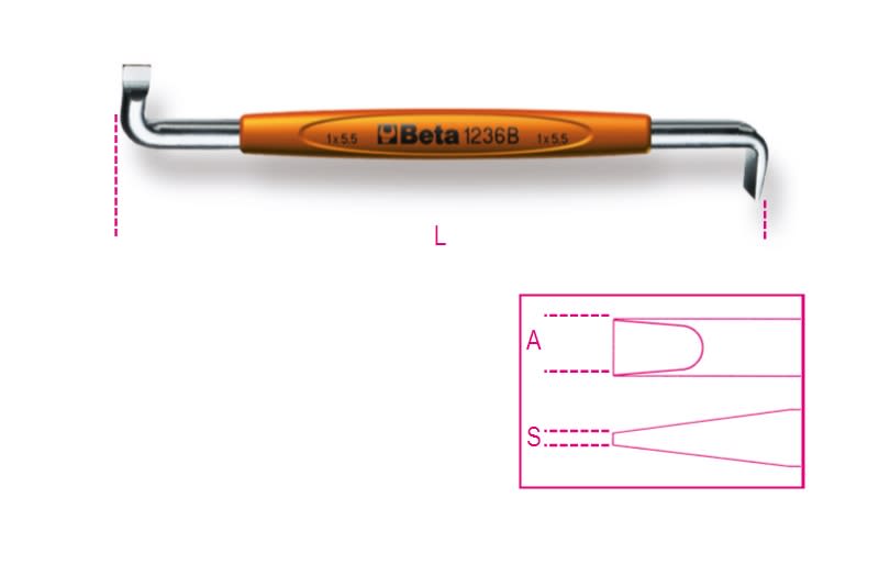 BETA - Giravite a squadra per viti con intaglio cromati impugnatura B1,2X8.