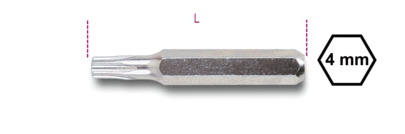 BETA - Inserti 4mm per viti con impronta Tamper Resistant Torx® e Lama RTX 6 ESAGONALI