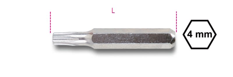 BETA - Inserti 4mm per viti con impronta Torx® Tamper Resistant e Lama RTX 9 ESAGONALI.