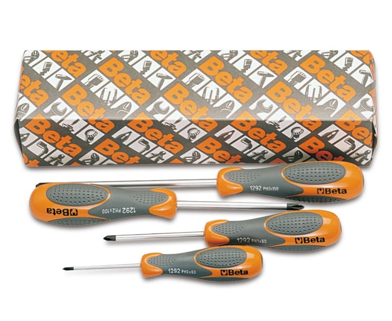 BETA - Serie di 4 giravite per viti con impronta a croce Phillips® Betamax (art. 1292) 4pz /S4. 012920304