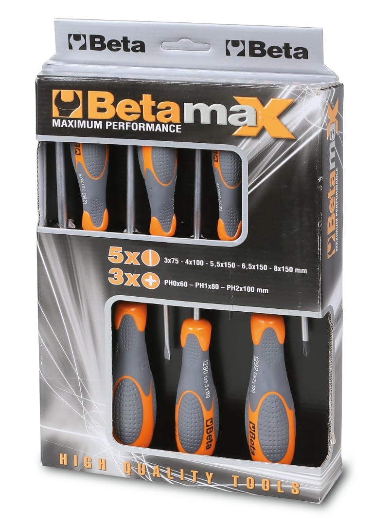 BETA - Serie di 8 giravite art. 1290, 1292 giraviti betamax lp-ph serie 8pz d8.