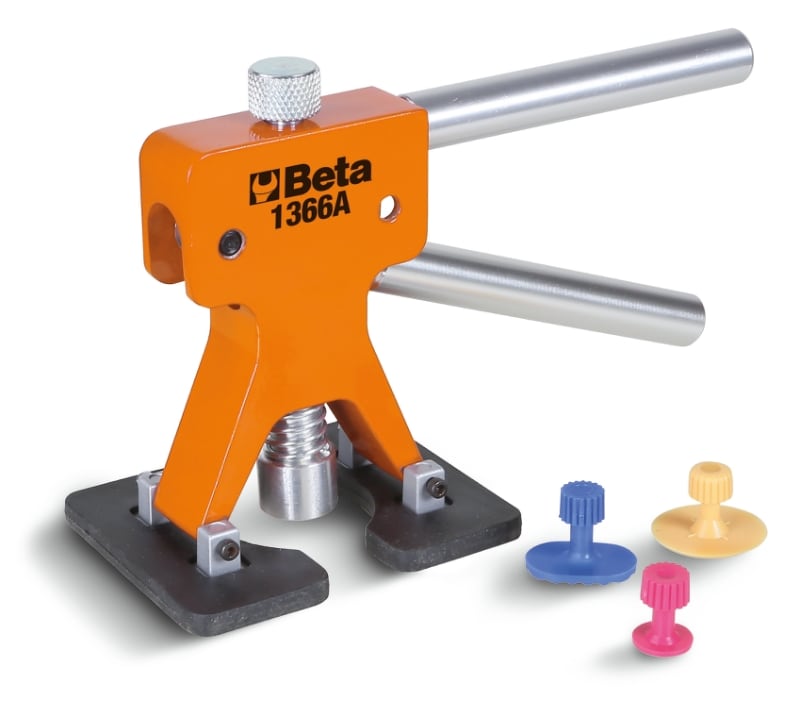 BETA - Attrezzo levabolli con kit di 19 funghetti di plastica da utilizzare con colla a caldo per superfici verniciate. Attrezzi tirabolli con kit funghetti a.