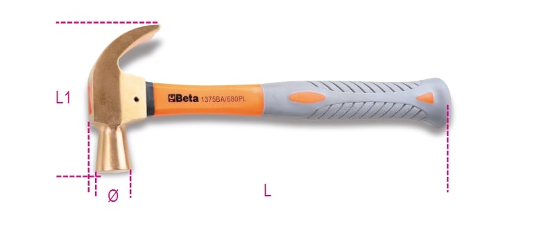 BETA - Martello penna granchio antiscintilla con manico in fibra 680 BA/PL.