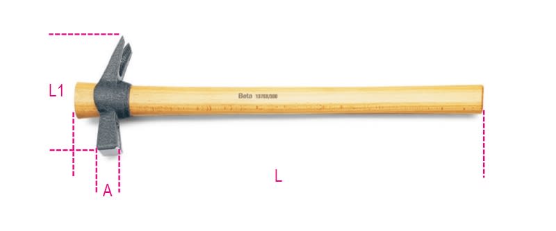 BETA - Martelli a testa quadra con sede portachiodo e penna a granchio manico legno 400.