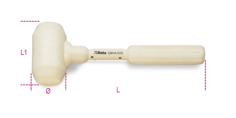 BETA - Mazzuole per piastrellisti interamente rivestite in gomma bianca A/500. 013910205