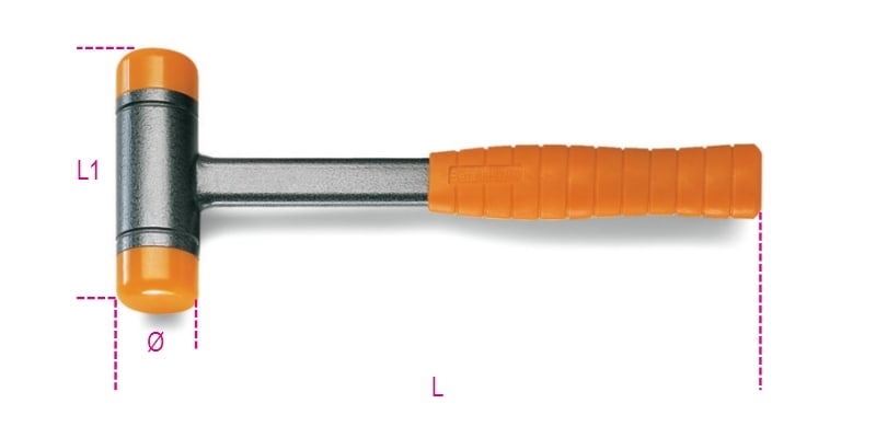 BETA - Mazzuole antirimbalzo con battenti intercambiabili in materiale plastico manico in acciaio, mazzole antirimbalzo 50.