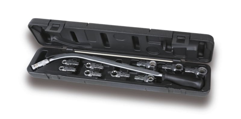 BETA - Chiave curva con 9 inserti per dadi tendicinghia e leva cassa. 014770310