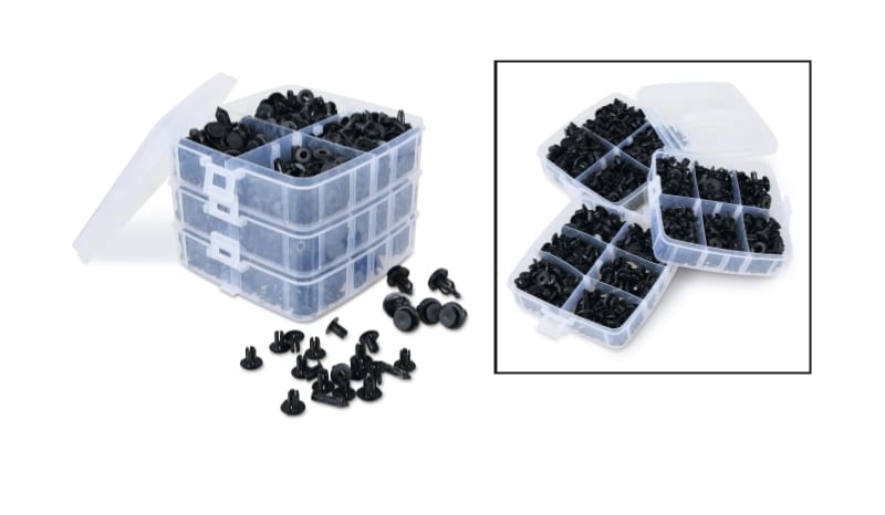 BETA - Assortimento 625 clips in plastica, set 625 pioli in plastica carrozzeria per fissaggi sicuri.