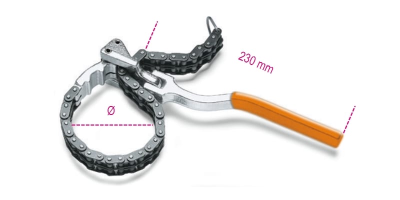 BETA - Chiave snodata a catena doppia per filtri olio, ideale per rimuovere e installare filtri olio con facilità. Le chiavi a catena per filtri olio garantiscono una presa sicura e affidabile.