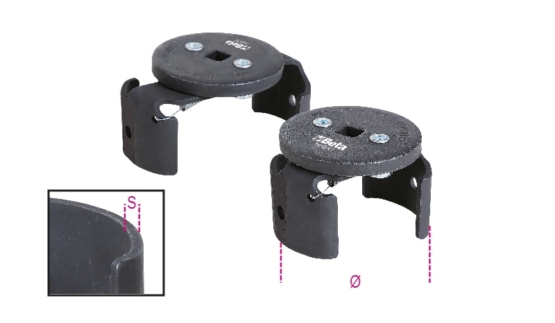 BETA - Chiavi autoserranti per filtri olio sinistrorse, chiavi filtri olio autoserran. 80-98 x/2.