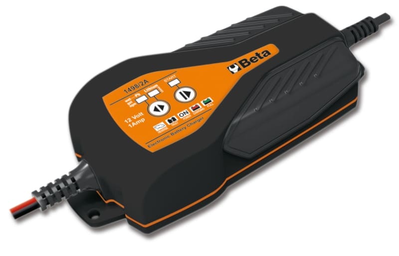 BETA - Caricabatterie elettronico 12V per motocicli, carica batterie 12V moto 2A, ideale per mantenere la batteria della tua moto sempre pronta all'uso.