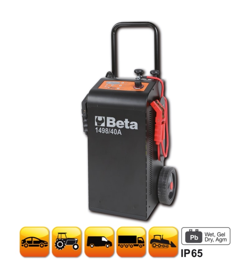BETA - Caricabatterie avviatore multifunzione 12-24V carrellato & Booster 12-24V /40A.