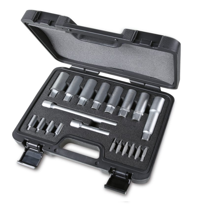 BETA - Kit smontaggio teste ammortizzatori cassetta 20 bussole dadi ammortiz. /c20.