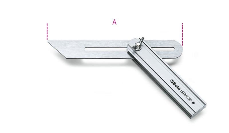 BETA - Squadre false base alluminio 300mm orientabile scorrevole lama acciaio cromata.